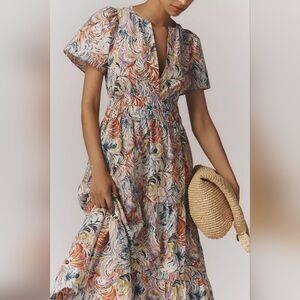 NWT$168 Anthropologie Somerset Maxi Dress Size S Painterly Floral